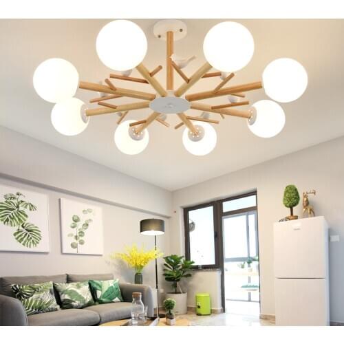 Nordic bird lamp For Living room Bedroom Kitchen glass ball chandelier Bird wooden chandelier deco Lamp