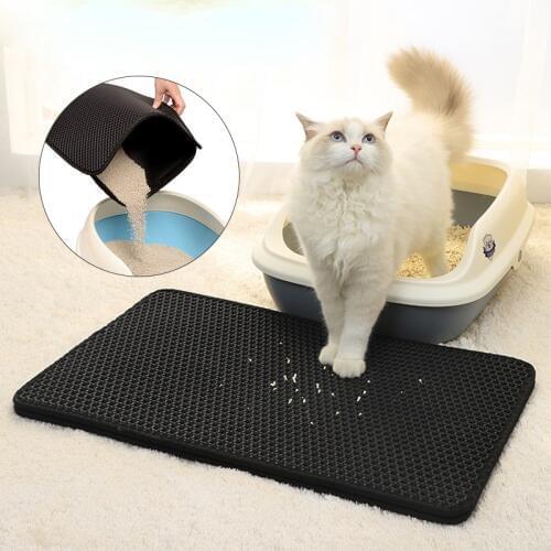 Waterproof Pet Cat Litter Mat Gray Double Layer EVA Mat For Cat litter Trapping Pet Cushion Cats Bed Clean Pad Product For Cats