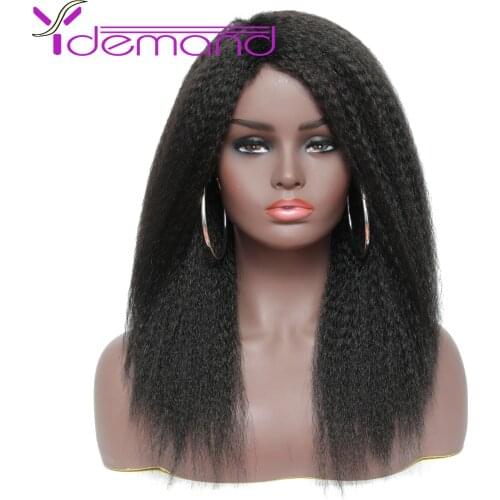 Y Demand Kinky Straight Wigs Like Human Hair Yaki Synthetic Hair Black Wig Wigs Natural Glueless for Black Women