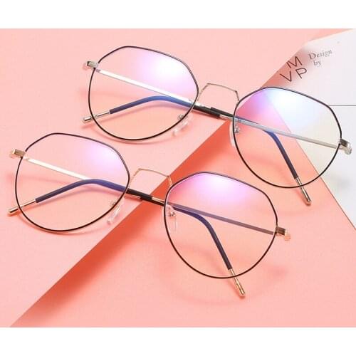 Round Frame Women Men Eyeglasses Anti-Blue Radiation Lens Metal Legs UV400 Eye Protection Girl Sexy Ladies Fashion Eyewear