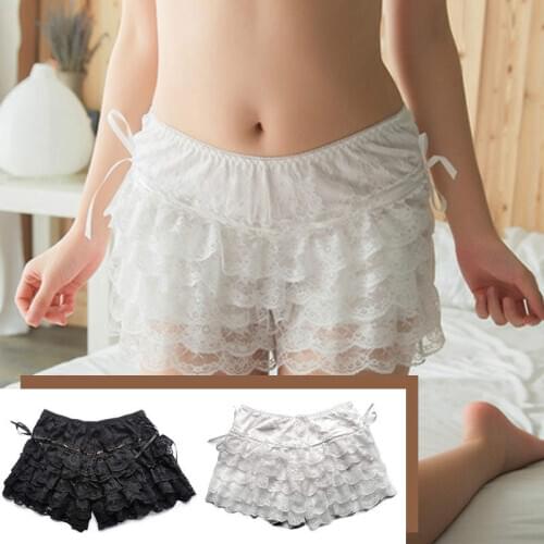 Women Sexy Frilly Lace Ruffle Shorts Lolita Knicker Safety Bottoming Underpants