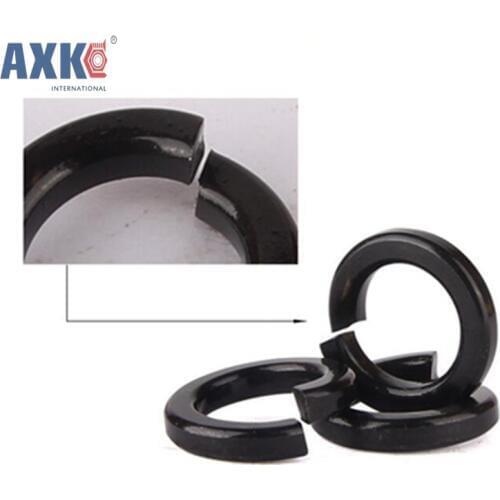 100Pcs DIN127 GB93 M3 M4 M5 M6 M8 Carbon Steel Shells Pad Black Spring Lock Washer Elastic Gasket AXK154