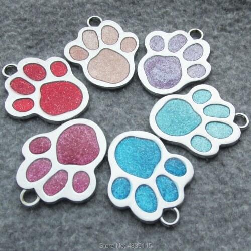 100pcs/lot Zinc Alloy Paw Drip Processed Pet Dog ID Tags Blank Pet Identity Tags Suitable for Laser/Diamond Engraving