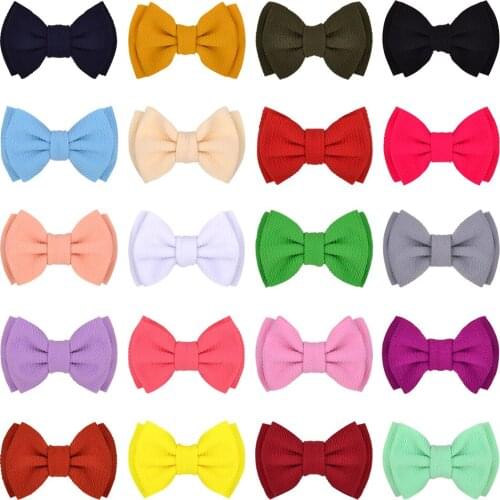 20pcs/lot 4.5 Inches Double Layer Hair Bows Solid Hair Clip Kids Girls Boutique Hairgrips Handmade Barrettes Hair Accessories