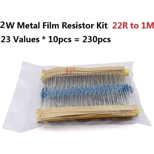 23values*10PCS=60PCS 22R-1M 2W 1% Metal Fillm Resistor kit set Assort pack 51R 100R 1K 100K 120K 150K 200K 300K 470K 510K 680K