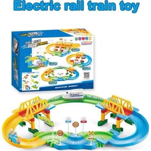 28PCS Electric Racing Rail Car Kids Train Track Model Toy Baby Railway Track Racing Road Puzzle Toy for Kids Diecast Plastic