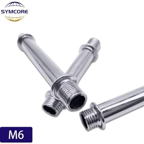 2pcs Double Head M6 External Thread Tube At Both Ends, Counter Light Chandelier Wall Lamp Sliver Connecting Rod Straight Tube