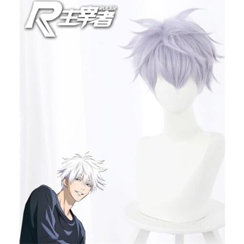 30cm Anime Jujutsu Kaisen Cosplay Gojo Satoru Release State Wig Role Playing Wigs Halloween Cosplay Silver White