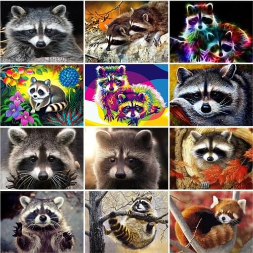 5D Diamond Painting Raccoon Full Square Drill Diamond Art Cross Stitch Mosaic Animals Rhinestones Pictures Home Decoration