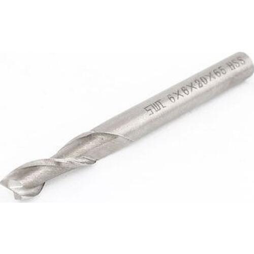 68mm Long Straight Shank 6mm Cutting Diameter 2 Flutes HSS End Mill Cutter