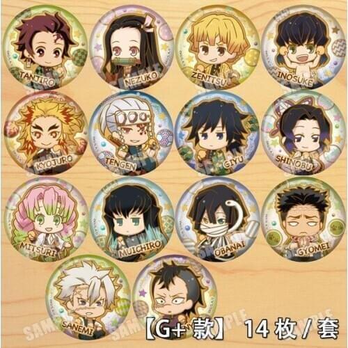 Anime Demon Slayer Kochou Shinobu Himejima Kyoumei Figure 4594 Badges Round Brooch Pin Gifts Kids Collection Toy