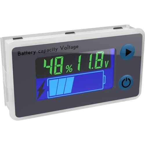 Battery Monitor 10-100V Digital Battery Capacity Tester Percentage Level Voltage Meter 12V 24V 36V 48V LCD Display Indicator