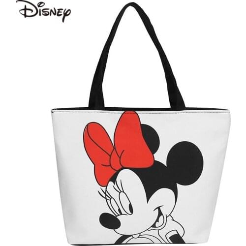 Disney Mickey Mouse Canves Shoulder Messenger Bag Cartoon Girl Boy Handbag Minnie Shoulder Bag Ladies Shopping Bag Tote Bag