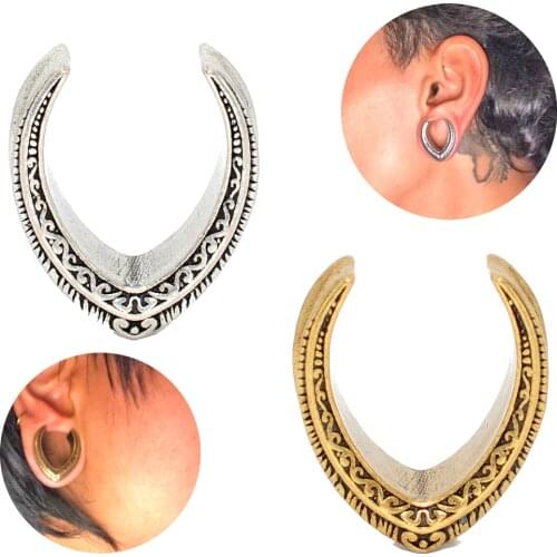 Tribal Antique Vintage Gold Steel Dew Drop Ear Weights Expander Fashion Body Piercing Jewelry Gift For Unisex Sell By Pair