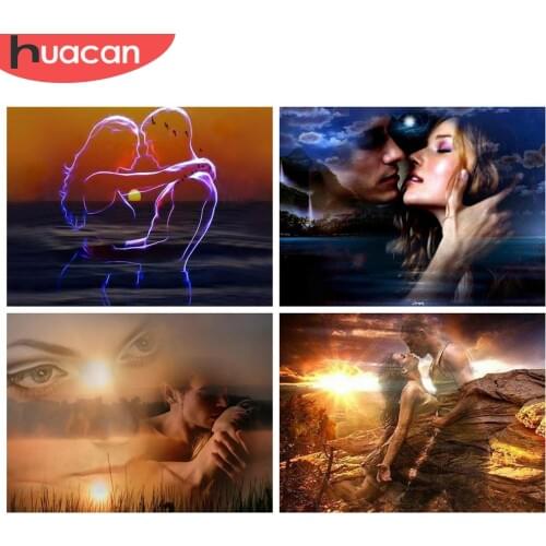 HUACAN Diamond Painting New Lovers Portrait Pictures Of Rhinestones Diamond Embroidery Landscape Mosaic Craft Kit