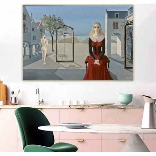 Citon Paul Delvaux《El retiro,1973》Surrealism Canvas Oil Painting Artwork Poster Picture Background Wall Decor Home Decoration