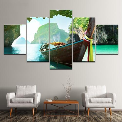 Canvas Painting Coat with Andamanensee Thailand 5 Pieces Wall Art Painting Modular Wallpapers Poster Print Home Decor