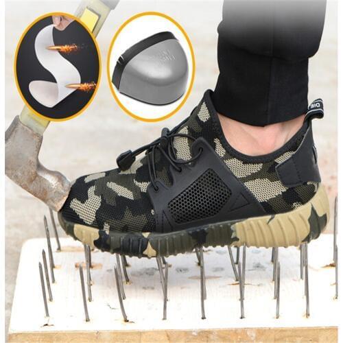 2019 Luxury Work Shoes for Men and Women Steel Toe Cap Work Safety Shoes Camouflage Fashion Designer Gym Trainer Sneakers