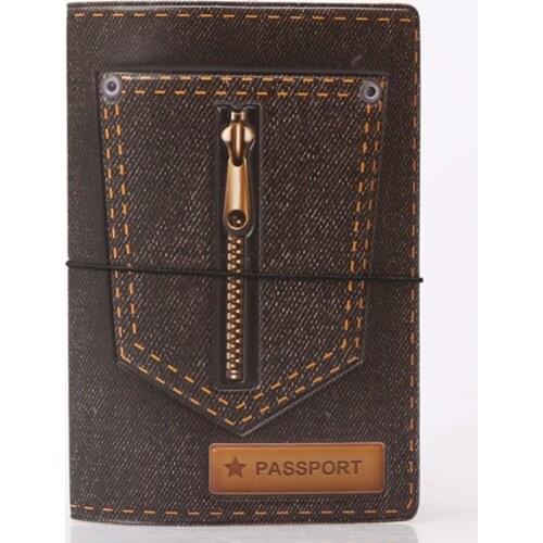 Creative Jeans Passport Cover PVC Wallet Bag Letter Men Women ID Address Holder Portable Boarding Travel Accessories