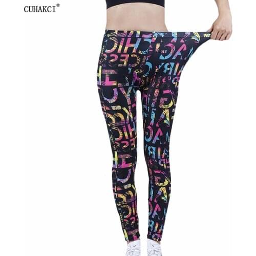 CUHAKCI Summer Sport Leggings Women Yuga Pants Running Trousers Female Leggins Fitness Tights Workout Colorful Letter Print