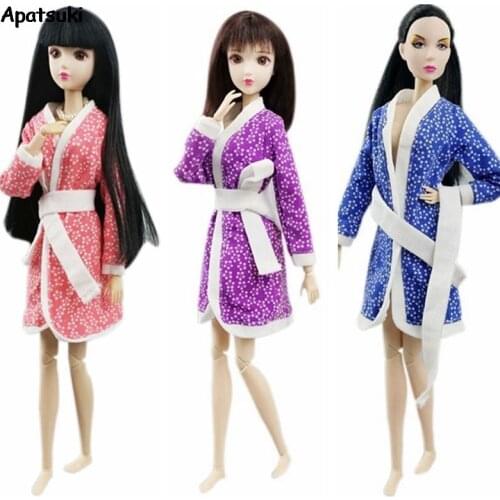 Fashion Flower Floral Pajama For Barbie Doll Bathroom Suit Winter Bathrobe Wear Sleeping Robe Clothes For Barbie Toys DIY 1/6