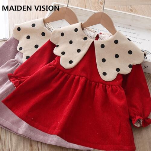 2020 Baby Girls Clothes Doll collar Dot Spring autumn Wear Baby Girls Princess Dress French velvet long-sleeve dress Kids Dresse