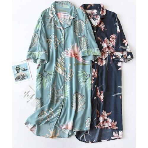 Summer Women Night Dress Cotton Silk Short Sleeve Knee-length Ladies Shirt Skirt Thin Large Size Fashion Rayon Lady Lounge Skirt