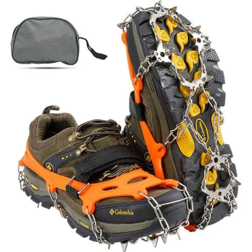Outdoor Climbing Anti-skid Crampons For Winter Walk 19 Teeth Ice Fishing Snowshoes Quality Stainless Steel Slip Shoe Covers