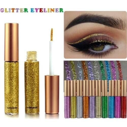Professional New Shiny EyeLiner Cosmetics for Women Pigment Silver Rose Gold Color Liquid Glitter Eyeliner Cheap Makeup Beauty