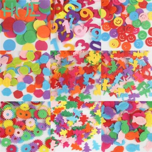 Random Mixed Color Felt Patch Applique Scrapbooking Sticker Mix Non-woven Fabric Pads Patches Flower Sewing Dolls Accessories