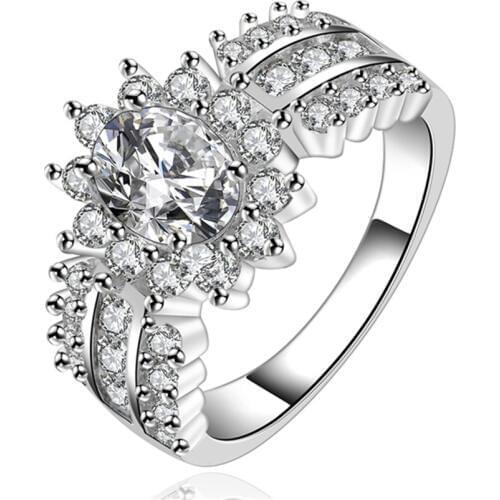 Luxury crystal silver color rings new listing of fashion jewelry Free shipping beautiful Unisex wild rings best gifts