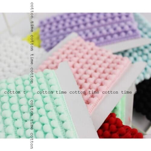 Free shipping gelato pompom ball trim 0.5cm ball diameter 1cm wide 20yards/lot laciness Handmade materials,clothing accesory