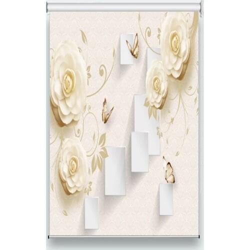 Anti Mosquito Shade Curtains Embossed flowers Custome sized Roller Blinds Living room Bedroom Blackout Roller