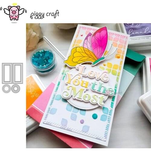 Piggy Craft metal cutting dies cut die mold Dotted rectangular frame Scrapbook paper craft knife mould blade punch stencils dies