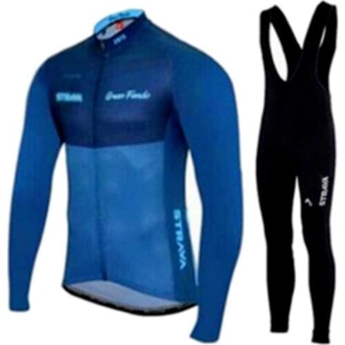 Strava Cycling Jerseys Ropa Maillot Ciclismo long sleeve autumn and winter Cycling Jersey clothing Breathabl Bib Pants set
