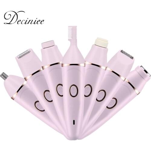 7 in 1 Electric Shaver for Women Wireless Razor Body Hair Remover Painless Exfoliation Trimmer Kit for Bikini Arm Leg Eyebrow