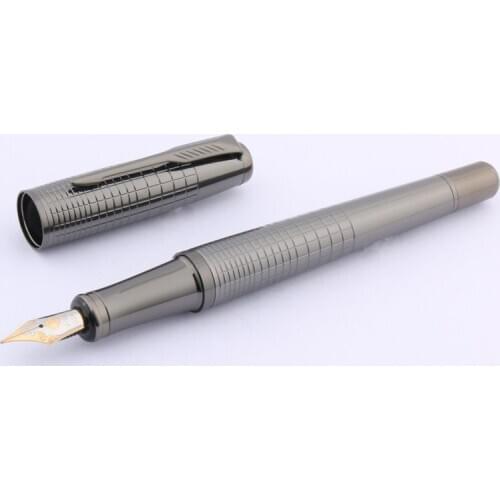 High quality brand Commerce Gun grey classic Pattern Engraved Sheet metal M Fountain Pen Stationery Office Supplies ink pens new