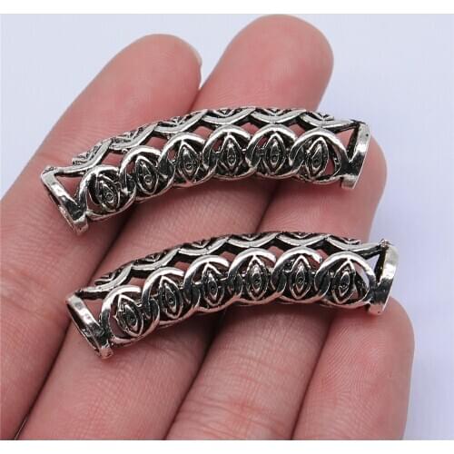 WYSIWYG 5pcs 46x14mm Antique Silver Color Hollow Hair Braid Dreadlock For Jewelry Making DIY Jewelry Findings