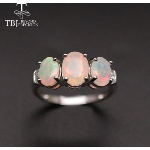 Good quality Opal gemstone Ring natural Ethiopia Opal colorful fine jewelry oval cut 6*8mm 5*7mm 925 sterling silver for women