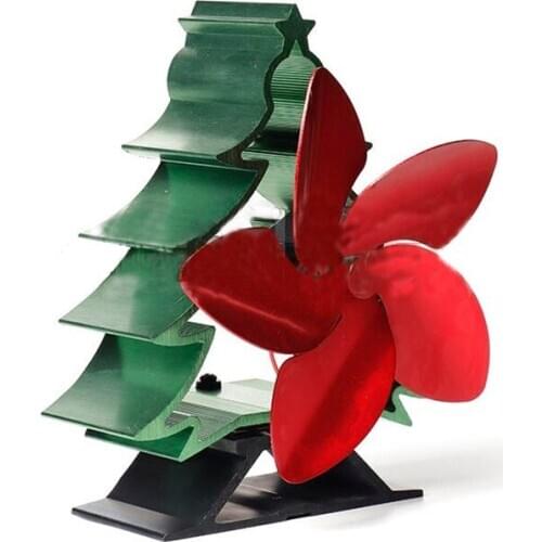 1pc 5 blades Christmas tree type heat powered stove top fan for Changing real fire fireplace burning hot run wood stove fans