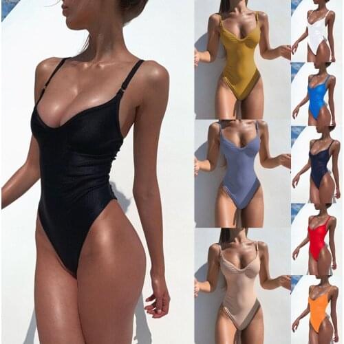 2021 Sexy Plus Size S-XL Swimsuit Women One Piece Swimwear Female Vintage Push up Swimming for Monokini Big Size Bathing Suit