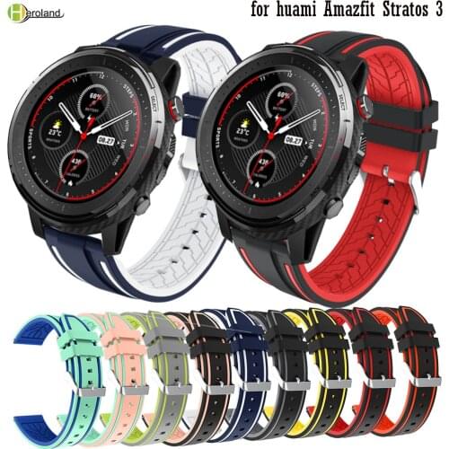 22MM fashion Silicone Watch Strap for huami Amazfit Stratos 3 2 2s pac smartWatch band Bracelet WirstStrap Accessories belt new