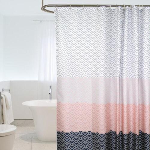 25 Waterproof Polyester Fabric Bathroom Modern Creative Shower Curtain Sheer Panel Decor+ Hooks