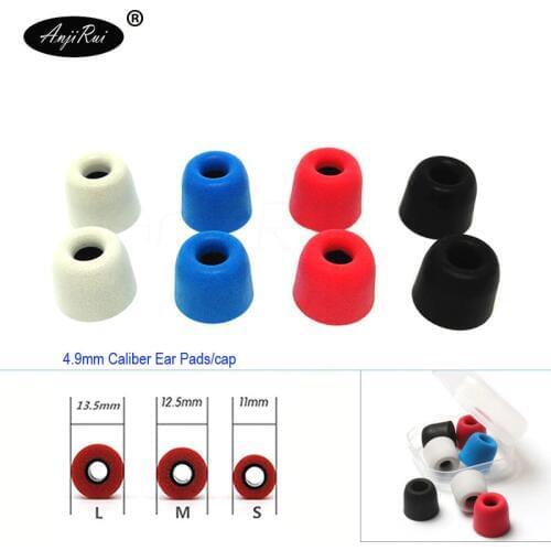 8 pcs/4 pair ANJIRUI T500 13.5mm 4.9mm Caliber Ear Pads/cap memory ear foam eartips for in ear Headphones tips Sponge Ear cotton