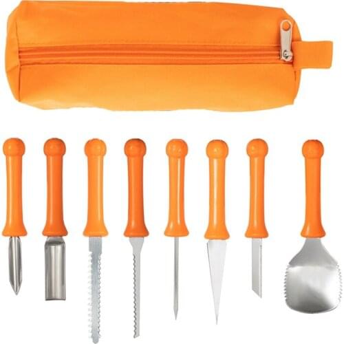 8Pcs Halloween Pumpkin Carving Knife Tools Kit Stainless Steel Durable Carving Tools Set For Fruit Vegetable, 2Pack