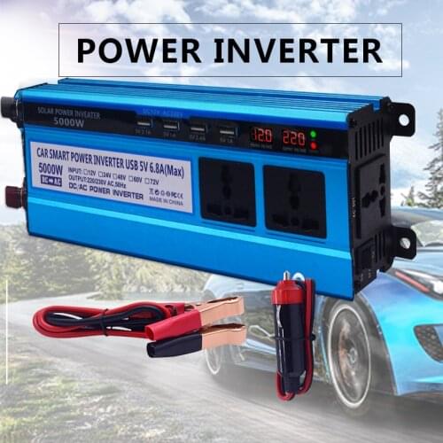 5000W Peak Car Power Inverter Converter DC 12V ~AC 240V Voltage Converter 4 USB 3 Socket Transformer Solar Double LCD Display