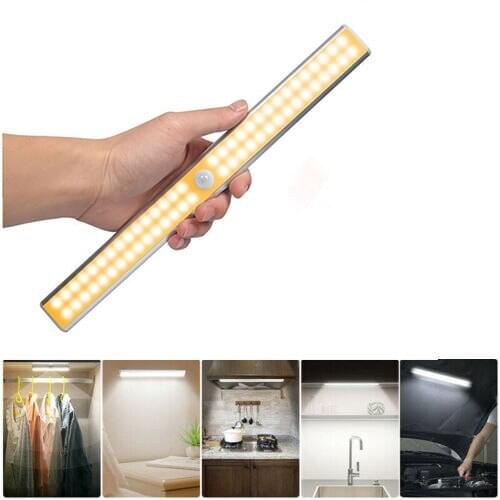 60 LED USB Rechargeable Motion Sensor Cabinet Night Light Wireless Kitchen Closet Lamp Bar Cupboard Wardrobe Bed Lamp