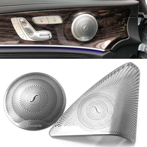 For Mercedes Benz New C Class W205 2015-2017 Car-styling Stainless Steel Car Door Audio Speaker Decorative Cover Trim 3d Sticker