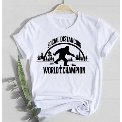 Social Distancing World Champion T-shirt Funny Unisex Quarantine Tshirt Harajuku Summer Hipster Graphic Tee Shirt Top Femme