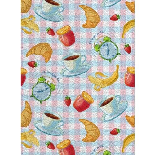 Fruit Lychee Pattern Printed Artificial Leather Fabric Sewing DIY Headgear Bag Accessories 22*30cm